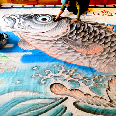 郡山市のPR幕絵「大鯉図」
